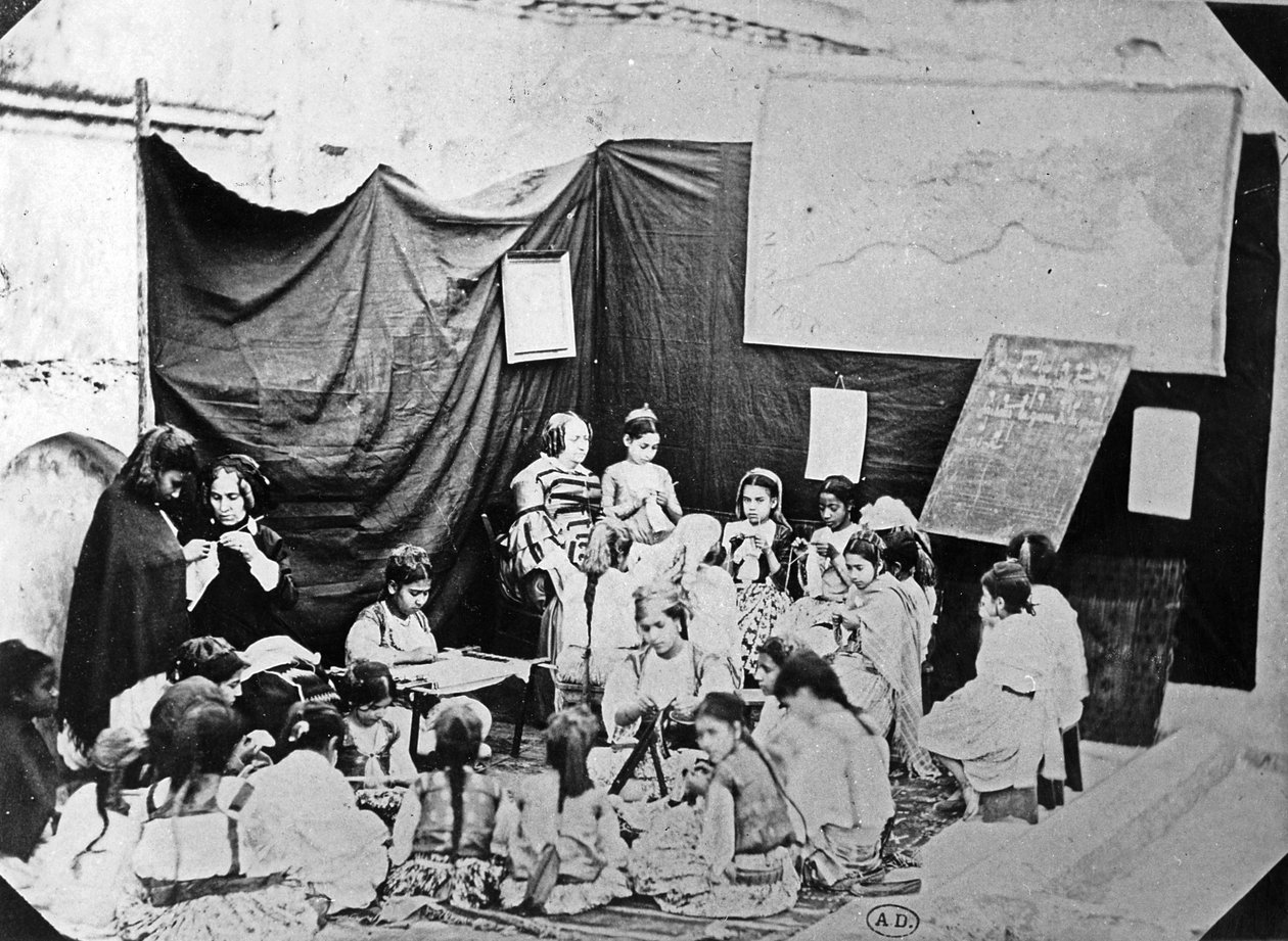 Pigeskole i Algier, ca. 1860 af Jacques Antoine Moulin