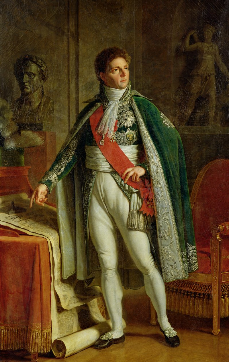 Louis Alexandre Berthier (1753-1815) Viser et kort over skoven Fontainebleau, 1808 af Jacques Augustin Catherine Pajou