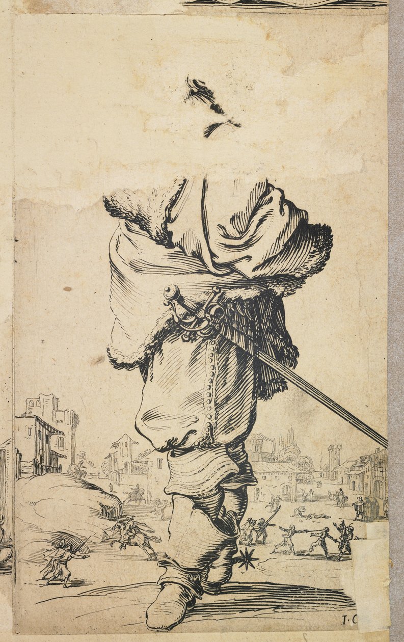 Adelsmand med pelsbrystskjold, fra La Noblesse de Lorraine (verso), ca. 1620-23 af Jacques Callot