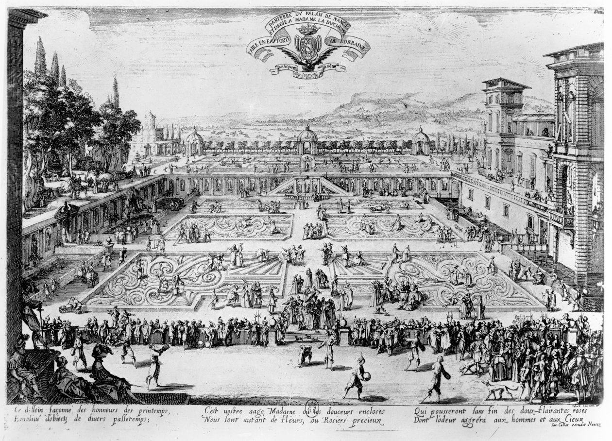 Haven ved Palais de Nancy, dedikeret til hertuginden af Lorraine, 1624 af Jacques Callot