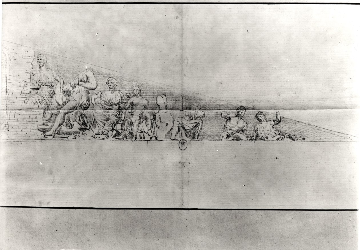 Undersøgelse af frisen fra en fronton på Parthenon af Jacques Carrey