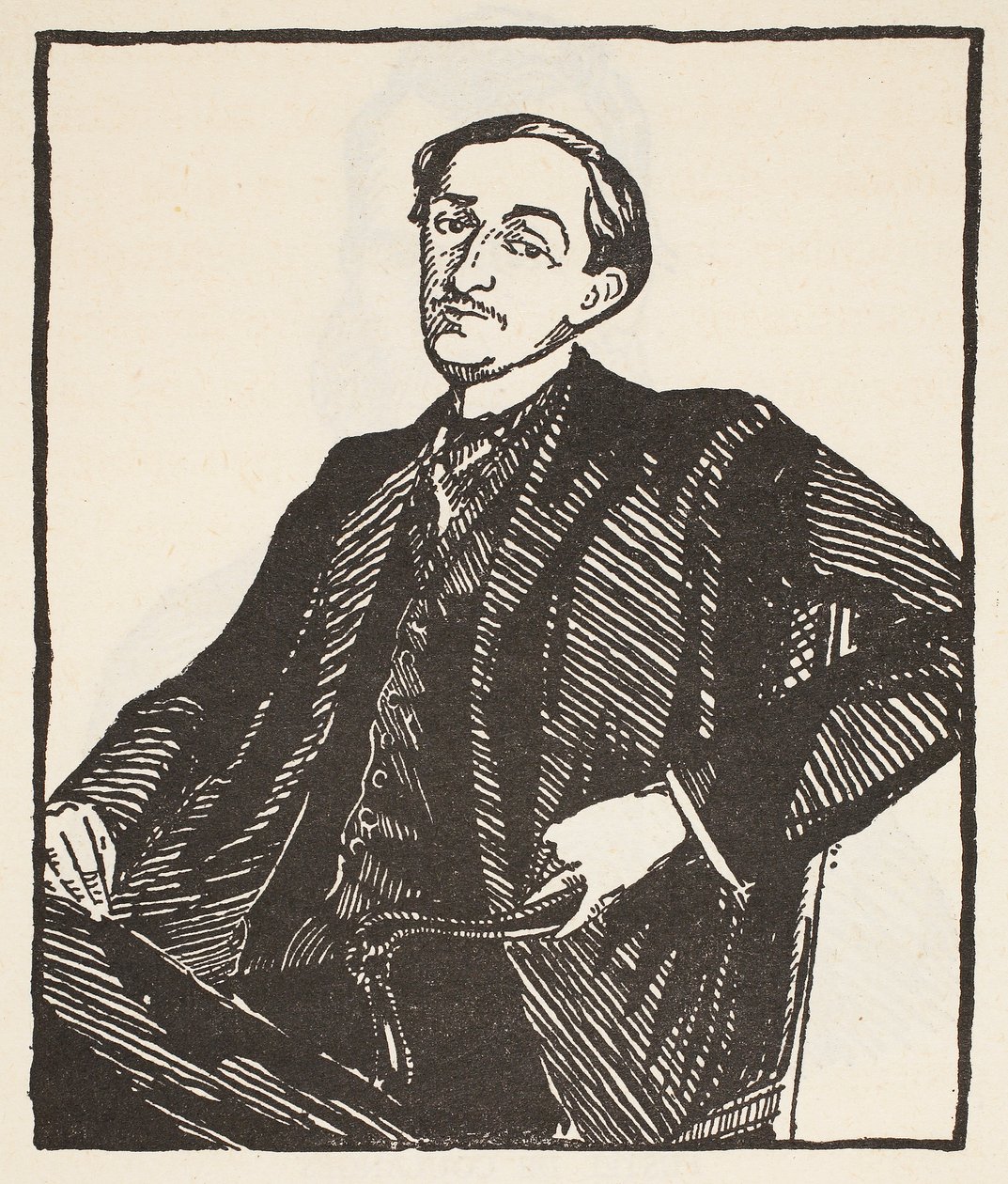 Maurice Barres, kopi af Boris Mestchersky (død 1957), illustration fra "Histoire de la Nation Francaise", Sciences, Volumes I und II, af Gabriel Hanotaux (1853-1944), 1924 af Jacques Emile Blanche