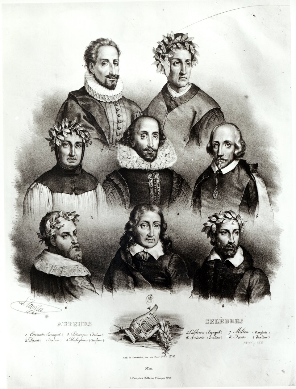 Berømte forfattere, 1833 af Jacques Francois Gauderique Llanta