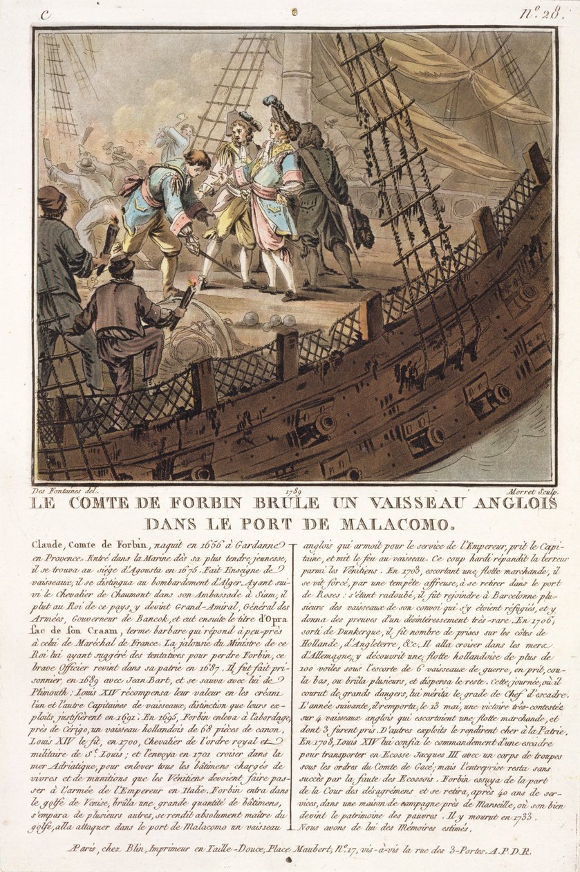 Claude, Comte de Forbin (1656-1733), graveret af Jean Baptiste Morret (fl.1790-1820), 1789 af Jacques Francois Joseph Swebach