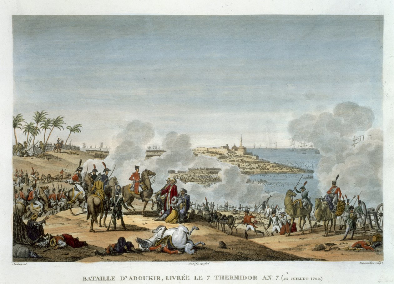Slaget ved Aboukir, 7. termidor, år 7 (25. juli 1799), graveret af Louis Francois Couche (1782-1849) (akvaratint) af Jacques Francois Joseph Swebach