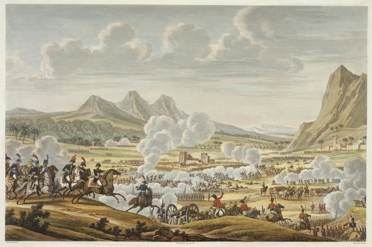 Slaget ved Mount Tabor, 27 Ventose, år 7 (17. februar 1799) indgraveret af Louis Francois Couche (1782-1849) (akvatinte) af Jacques Francois Joseph Swebach