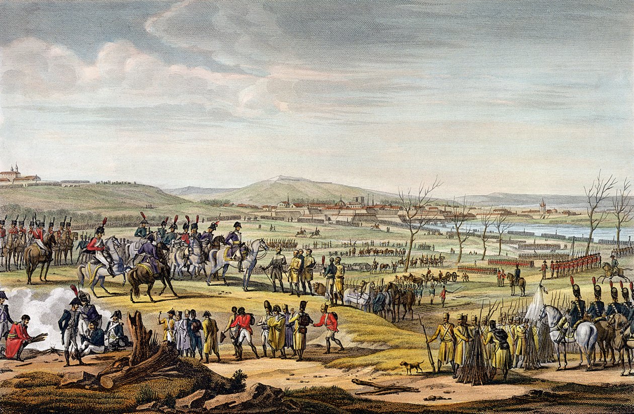 Capture of Ulm, 17. oktober 1805, indgraveret af Louis Francois Couche (1782-1849) (akvatinte) af Jacques Francois Joseph Swebach