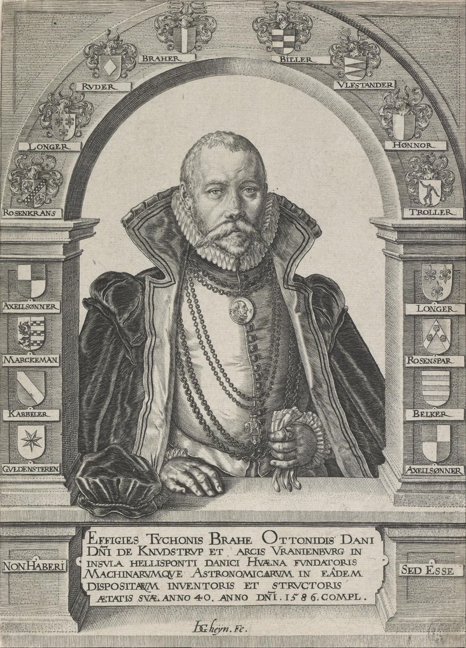 Portræt af Tycho Brahe, astronom (uden hat) af Jacques Gheyn de Ii