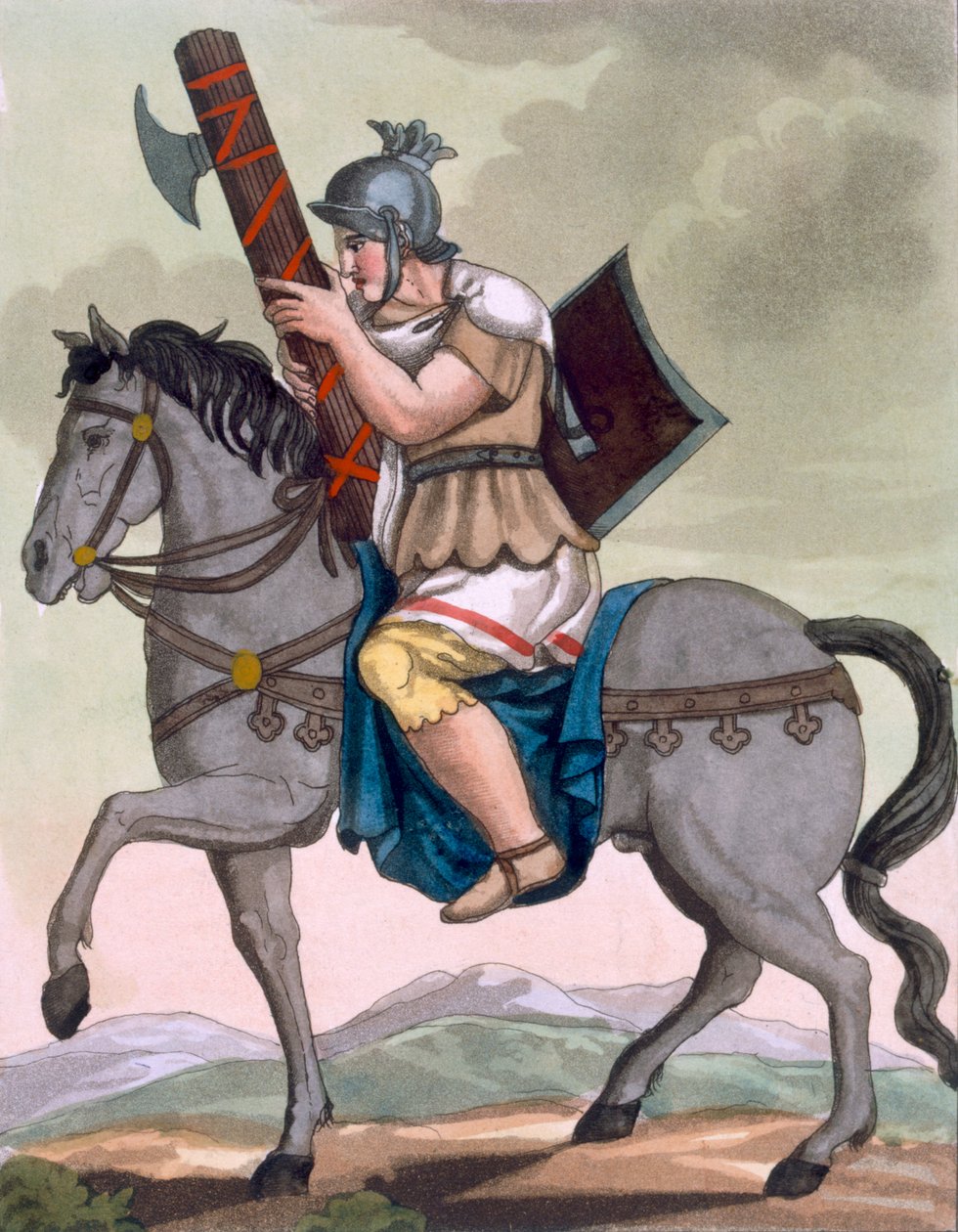 En militær lictor af kavaleriet, bærer af fasces, illustration fra 