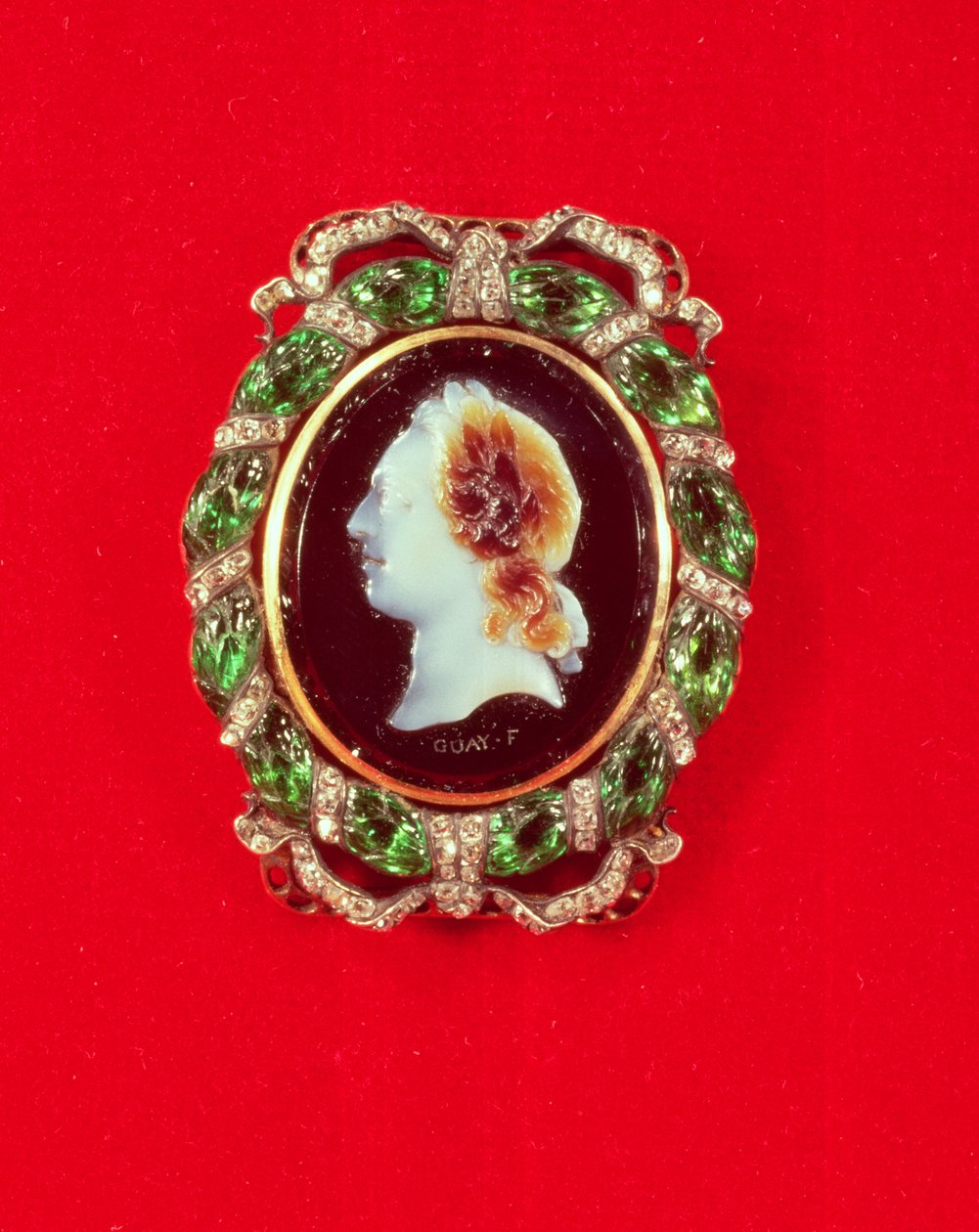 Cameo af Louis XV (1710-74) fra et armbånd båret af Madame de Pompadour (sardonyx og ædelstene) af Jacques Guay