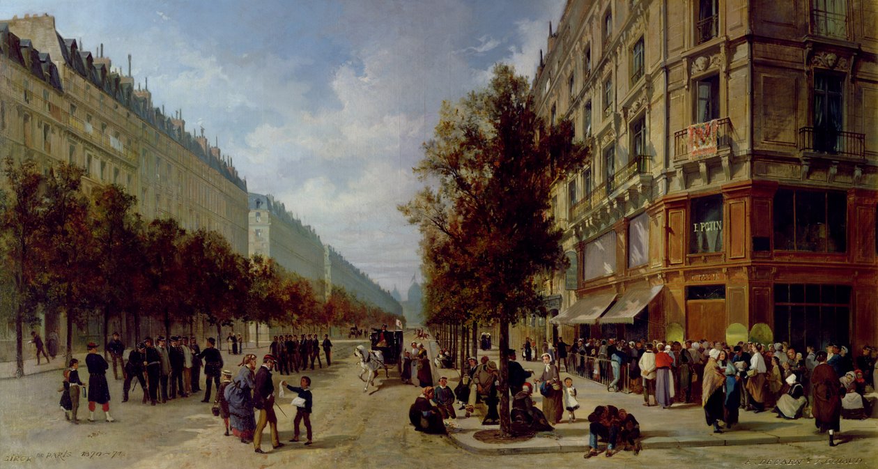 Belejring af Paris. I kø ved døren til en købmand, 1870 af Jacques Guiaud