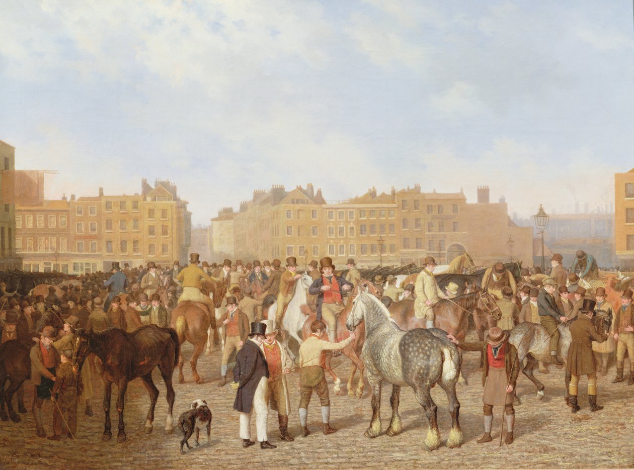 Old Smithfield Market, London, 1824 af Jacques Laurent Agasse
