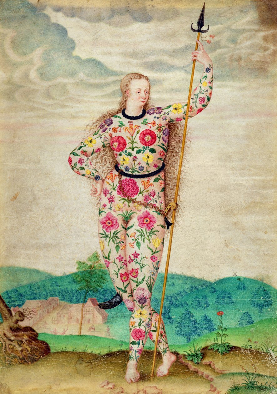 A Young Daughter of the Picts, ca. 1585 (wc og gouache med guld på vellum) af Jacques Le Moyne