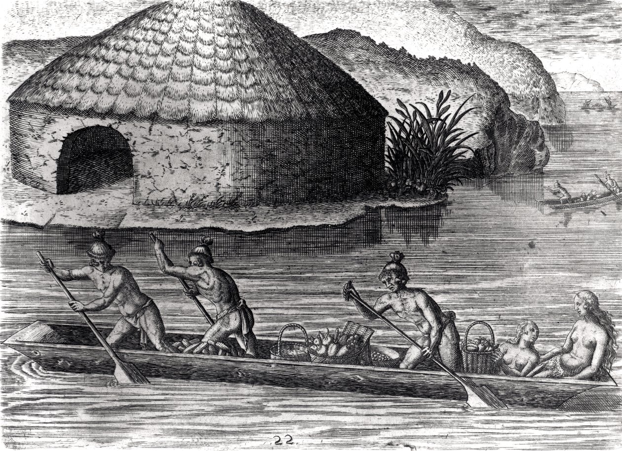 Florida-indianere, der opbevarer deres afgrøder i det offentlige kornmagasin, fra 