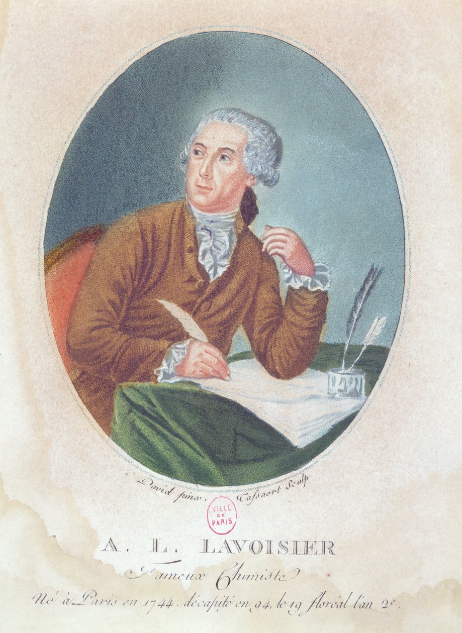 Antoine Laurent de Lavoisier (1743-94) graveret af Tassaert, ca. 1794 af Jacques Louis David