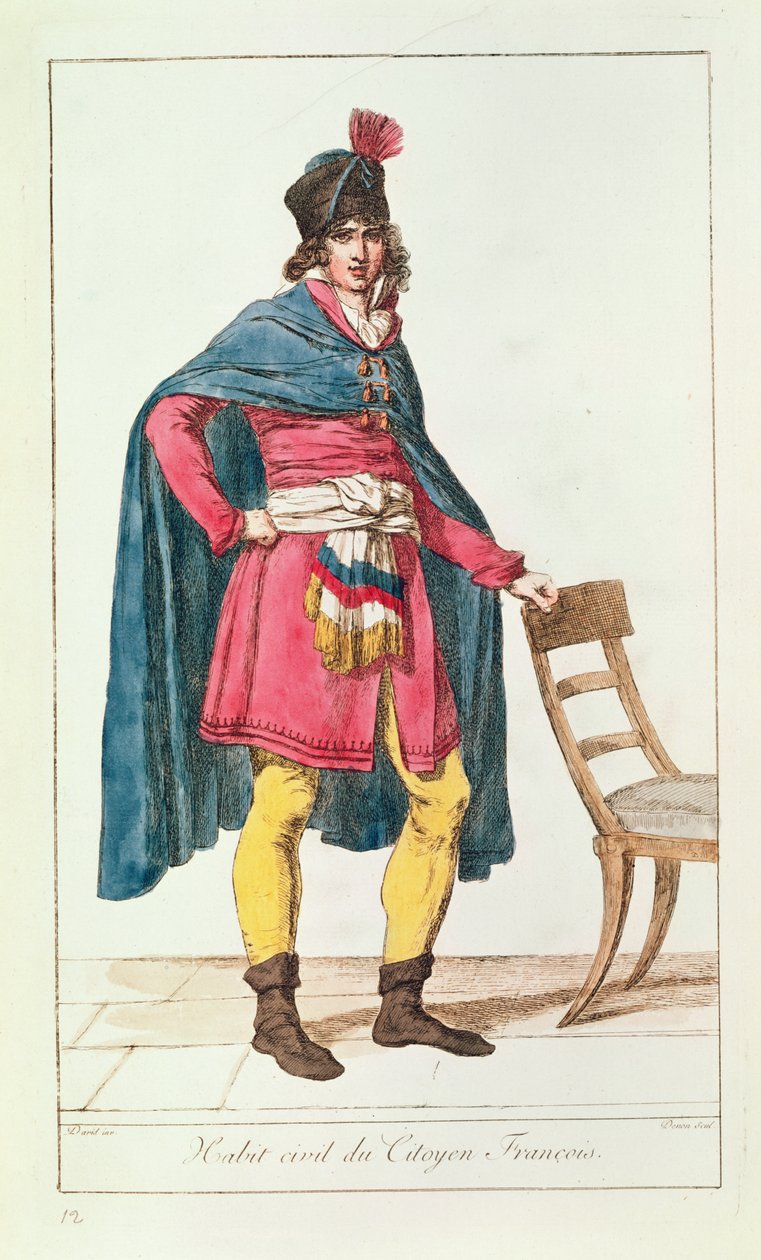 Civilt kostume til en fransk statsborger, graveret af Vivant Dominique Denon af Jacques Louis David