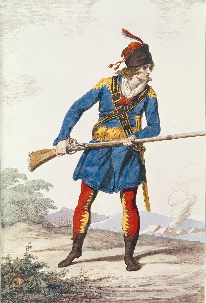 Militærkjole, graveret af Vivant Dominique Denon af Jacques Louis David