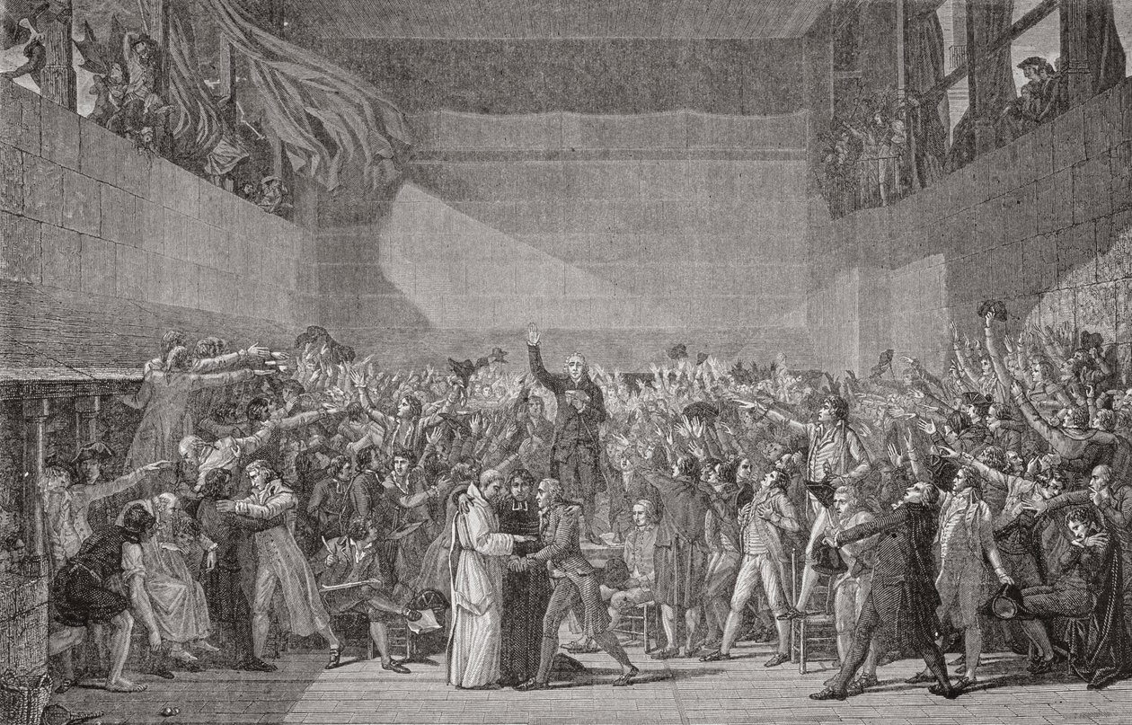 Ed aflagt ved Jeu de Paume, 20. juni 1789, den franske revolution af Jacques Louis David