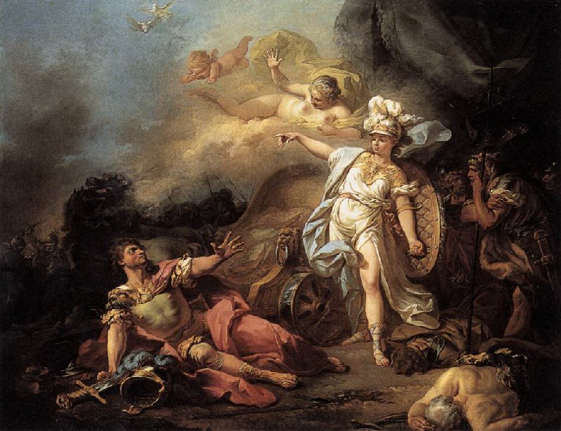 Kampen mellem Ares og Athena af Jacques Louis David
