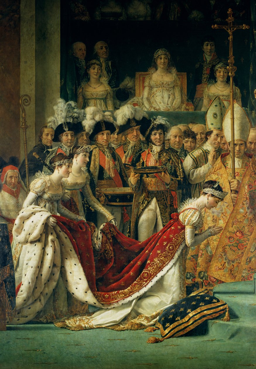 Indvielsen af kejser Napoleon (1769-1821) og kroningen af kejserinde Josephine (1763-1814) af pave Pius VII, 2. december 1804, detalje af Josephine og hendes ventende damer, 1806-7 af Jacques Louis David