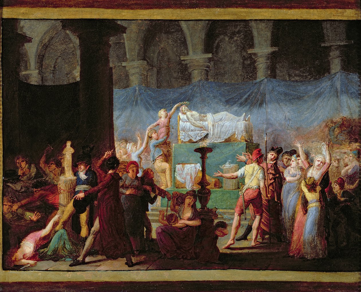 Marats begravelse i den gamle kirke i Cordeliers, 16. juli 1793 af Jacques Louis David