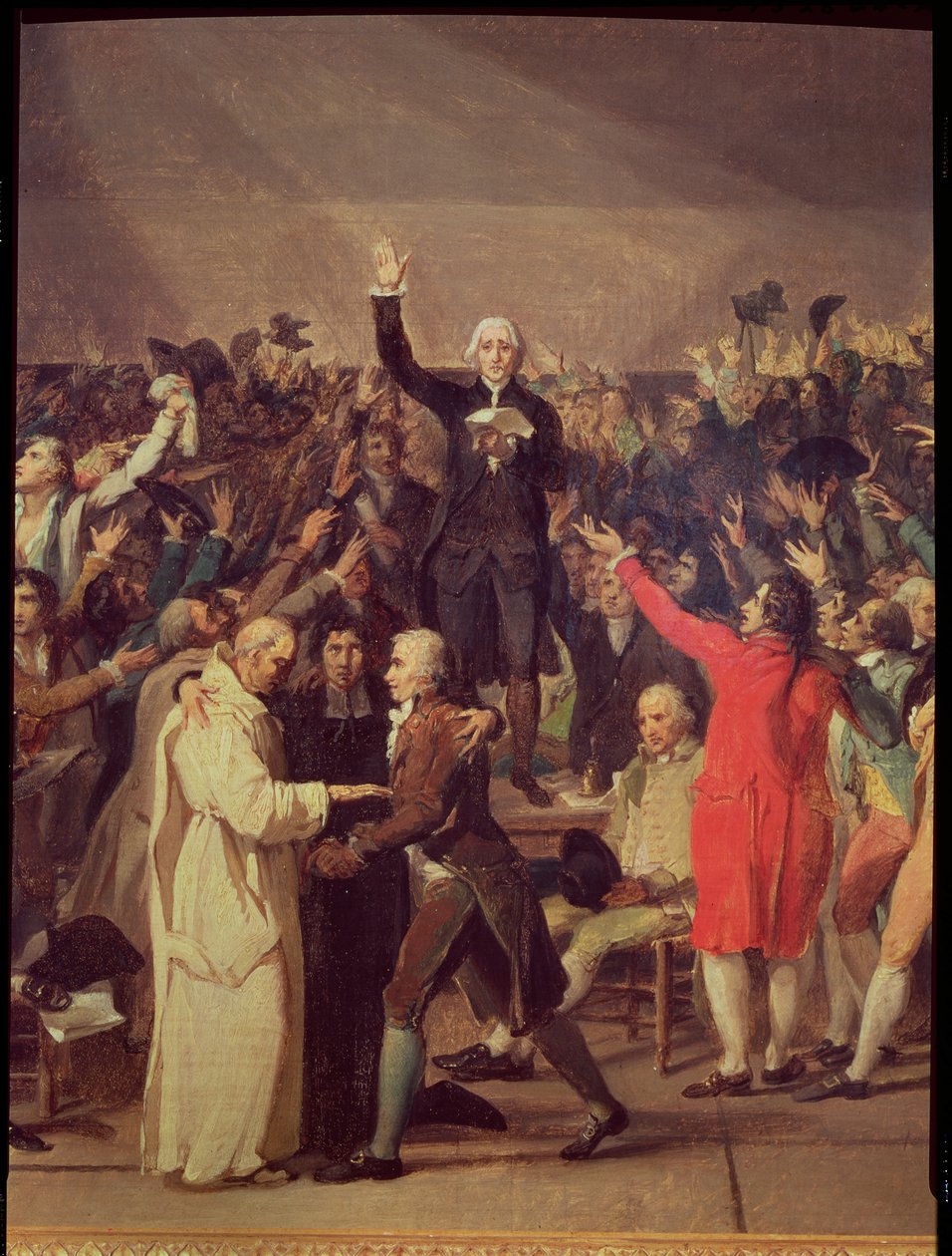 Ed på tennisbanen, 20. juni 1789, detalje af gruppen omkring Bailly, 1791 af Jacques Louis David