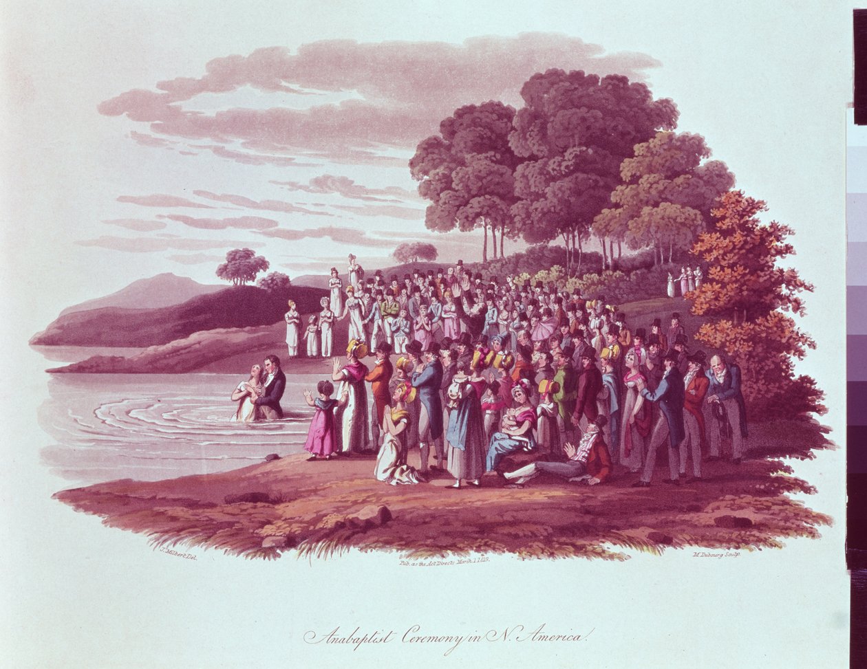 Døbernes ceremoni i Nordamerika, graveret af M. Dubourg, 1819 af Jacques Milbert