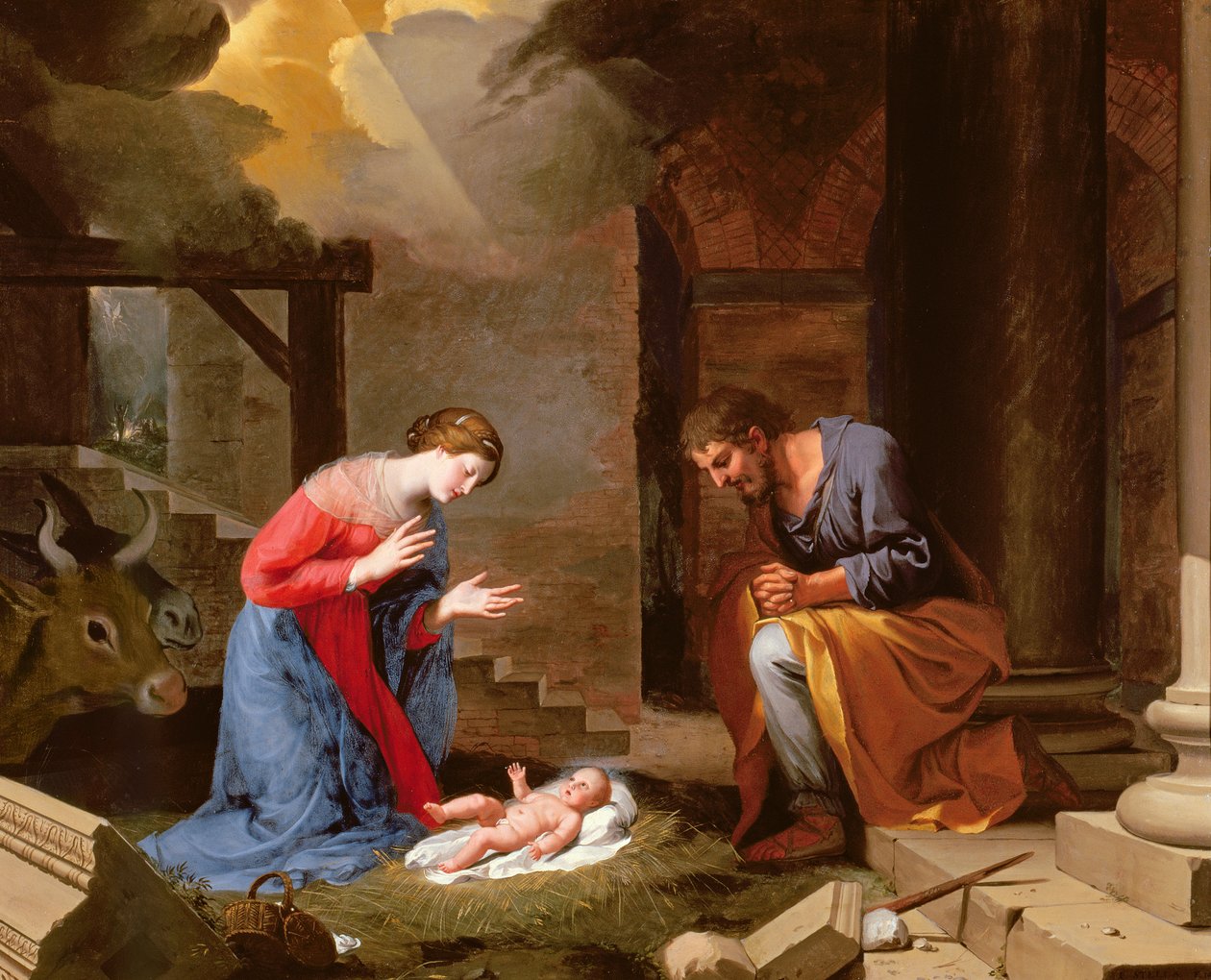 The Nativity, 1639 (olie på kobber) af Jacques Stella