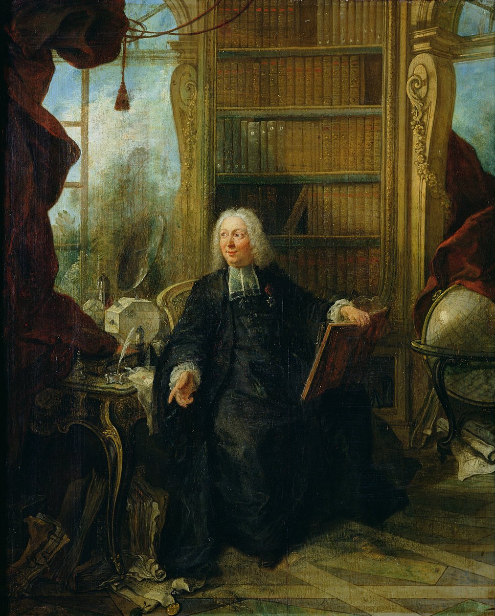 Abbed Nollet (1700-70) i sit arbejdsværelse i chateau de la Muette optiske pavillon af Jacques de Lajoüe