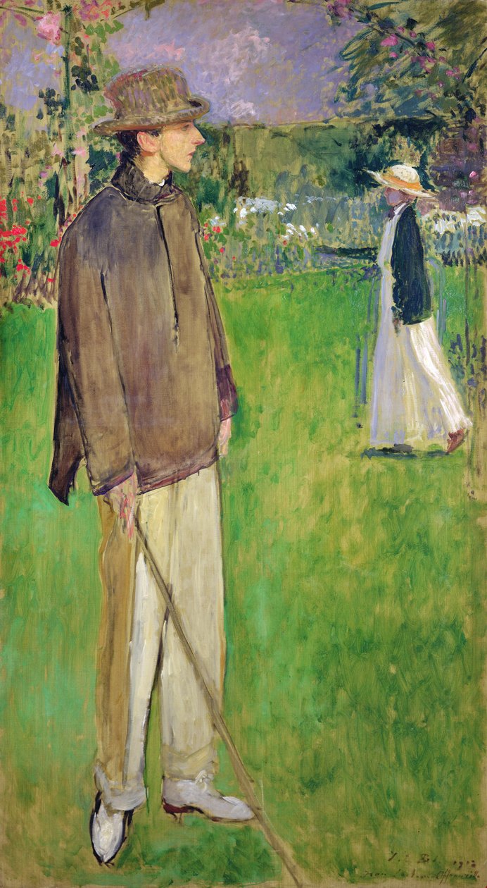 Studie til et fuldlængdeportræt af Jean Cocteau (1889-1963) i Offranville, 1912 af Jacques Emile Blanche