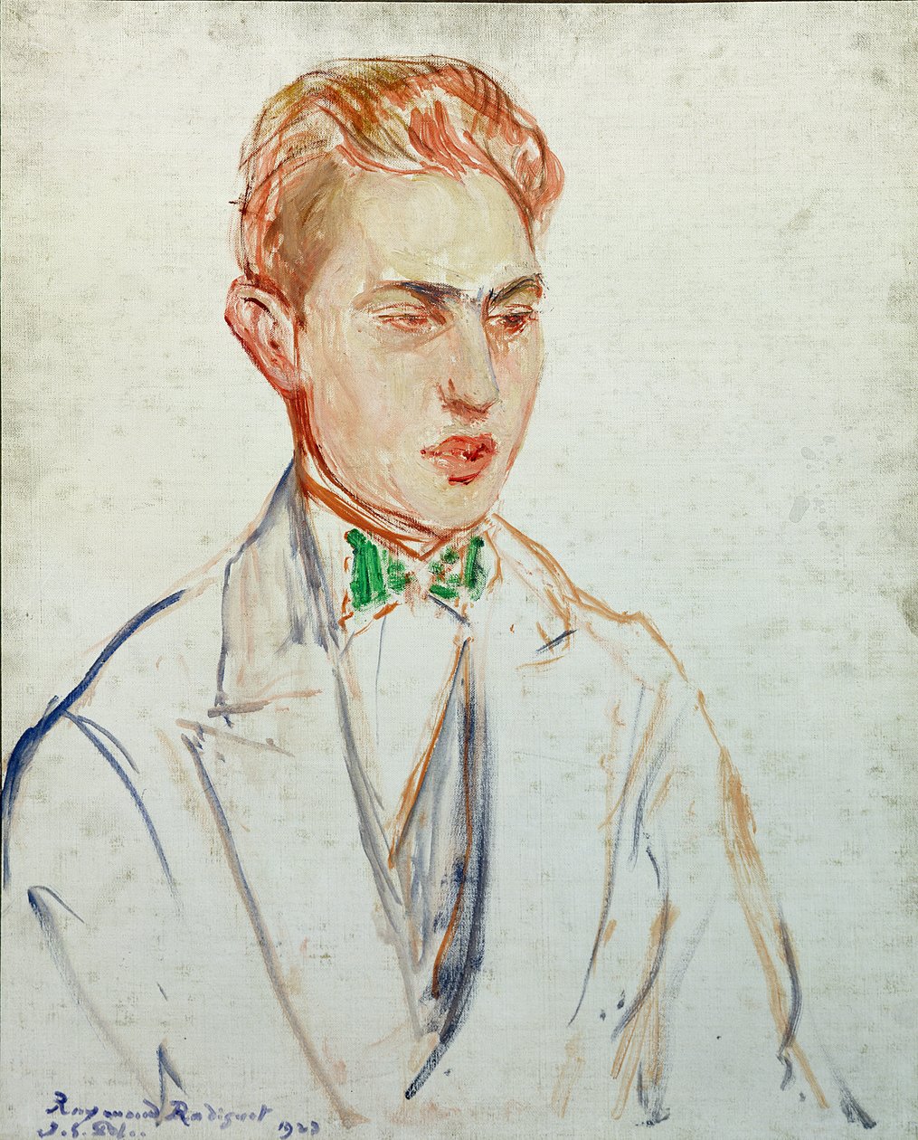 Studie til et portræt af Raymond Radiguet (1902-23) 1923 (olie på kort) af Jacques Emile Blanche