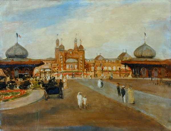 Elegante figurer på den fransk-britiske udstilling i 1902 (olie på lærred) af Jacques Emile Blanche
