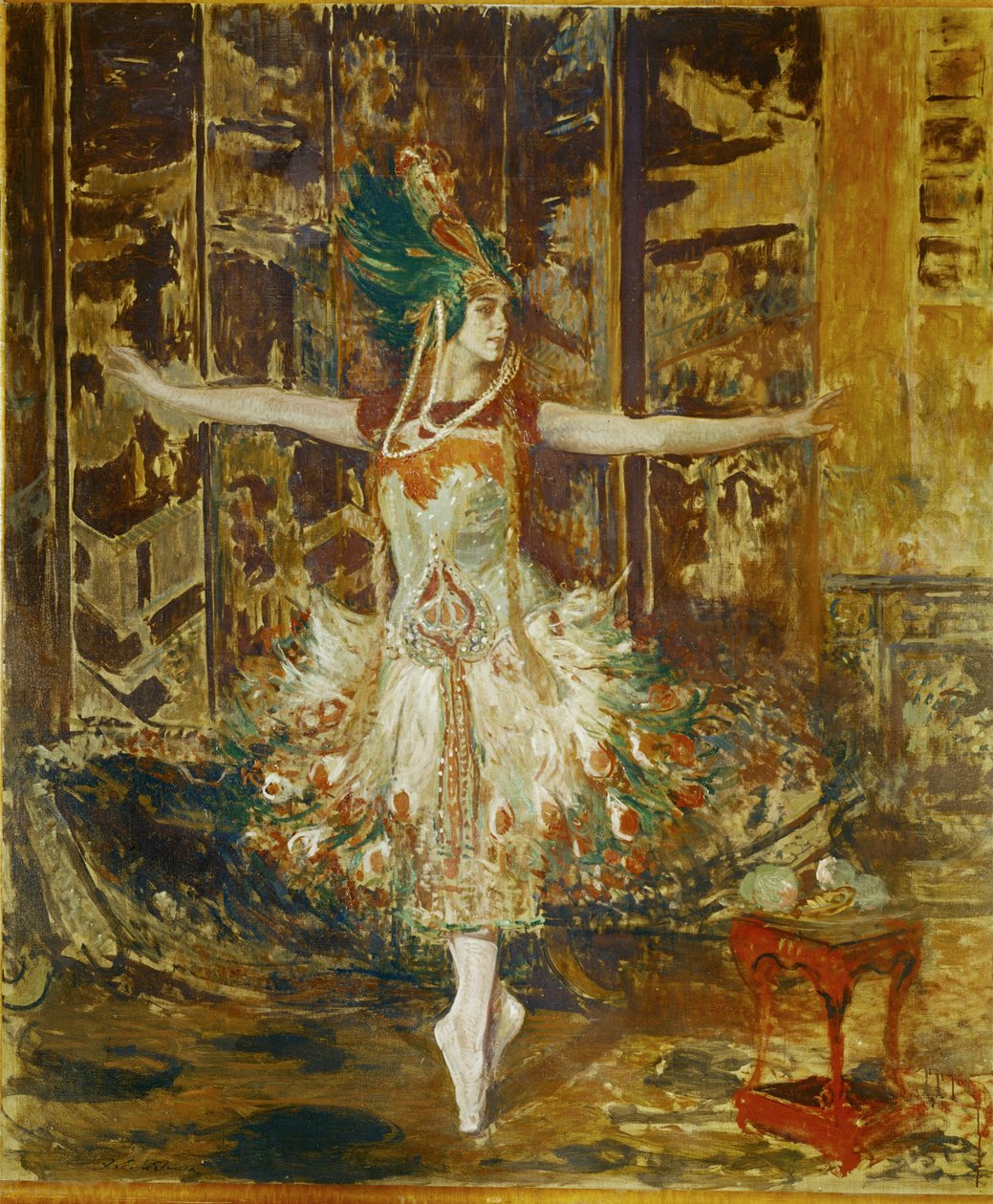 Tamara Karsavina danser i balletten Ildfuglen af Igor Stravinskij ... af Jacques Emile Blanche