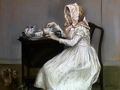 Tea-Time (pastel på papir) af Jacques Emile Blanche