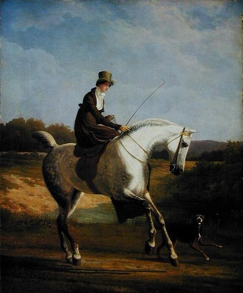 Miss Casenove On a Grey Hunter (olie på lærred) af Jacques Laurent Agasse