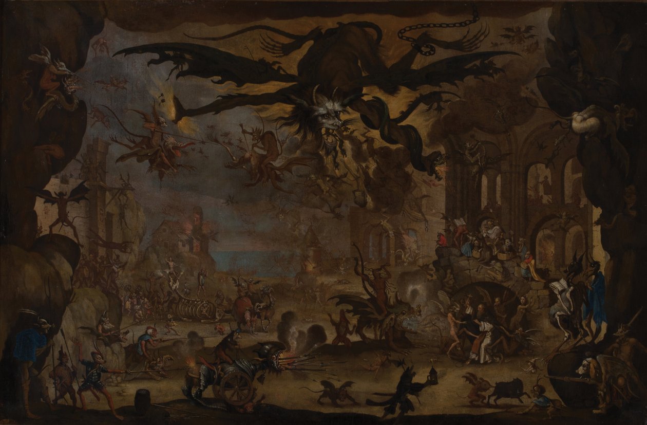 The Temptation of Saint Anthony (Olie på lærred) af Jacques (after) Callot
