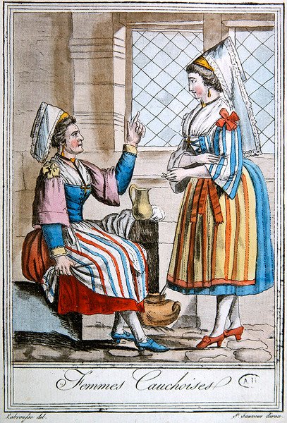 Kvinder fra Caux-regionen i Normandiet, illustration fra 