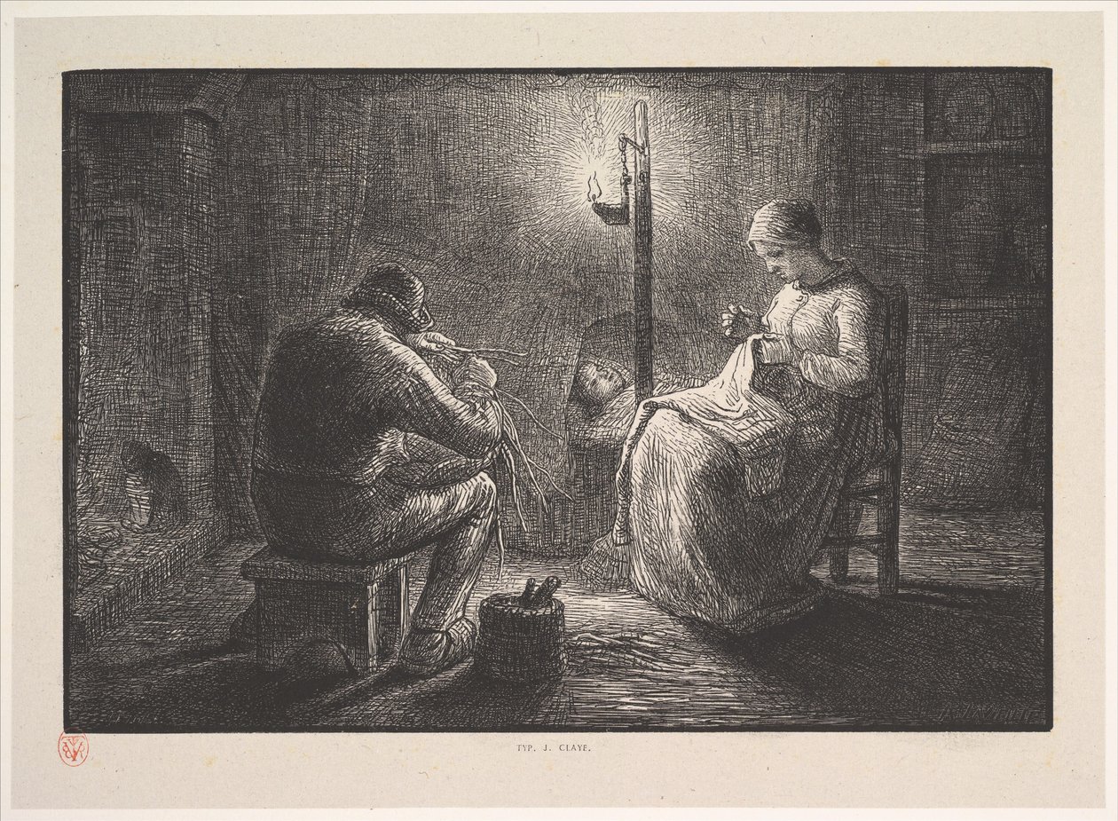 Nat, fra serien, Fire gange om dagen, 1830-75. af Jacques Adrien Lavieille