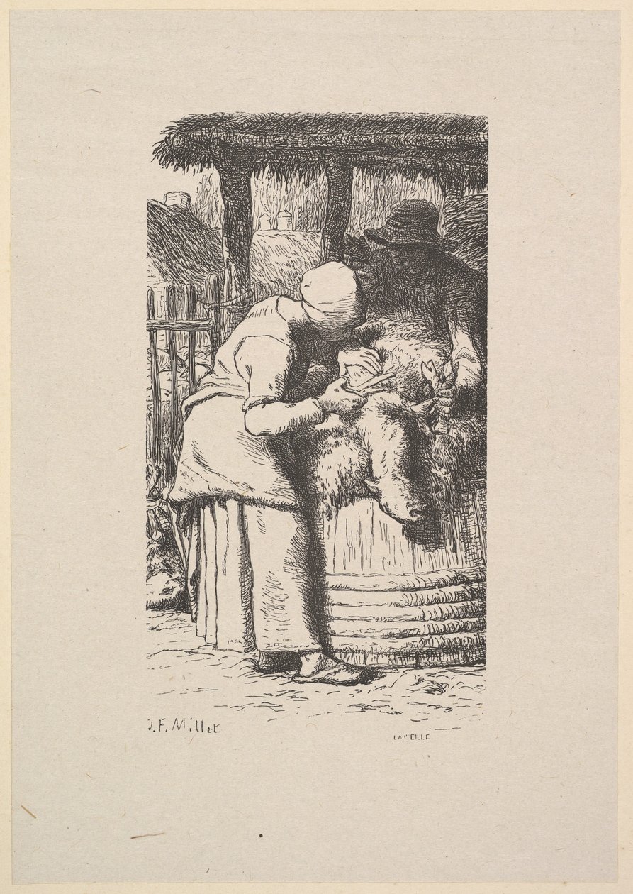 Fåreklipping, 1853. af Jacques Adrien Lavieille
