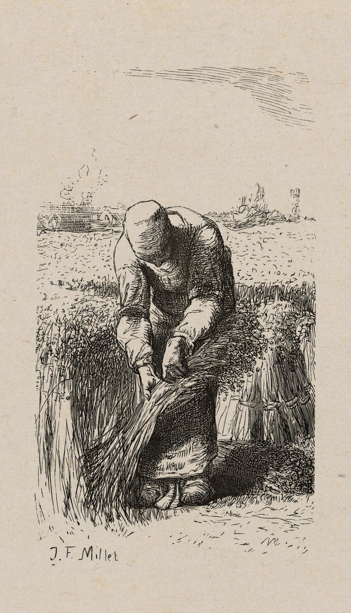 Kvinde, der trækker hør af Jacques Adrien Lavieille