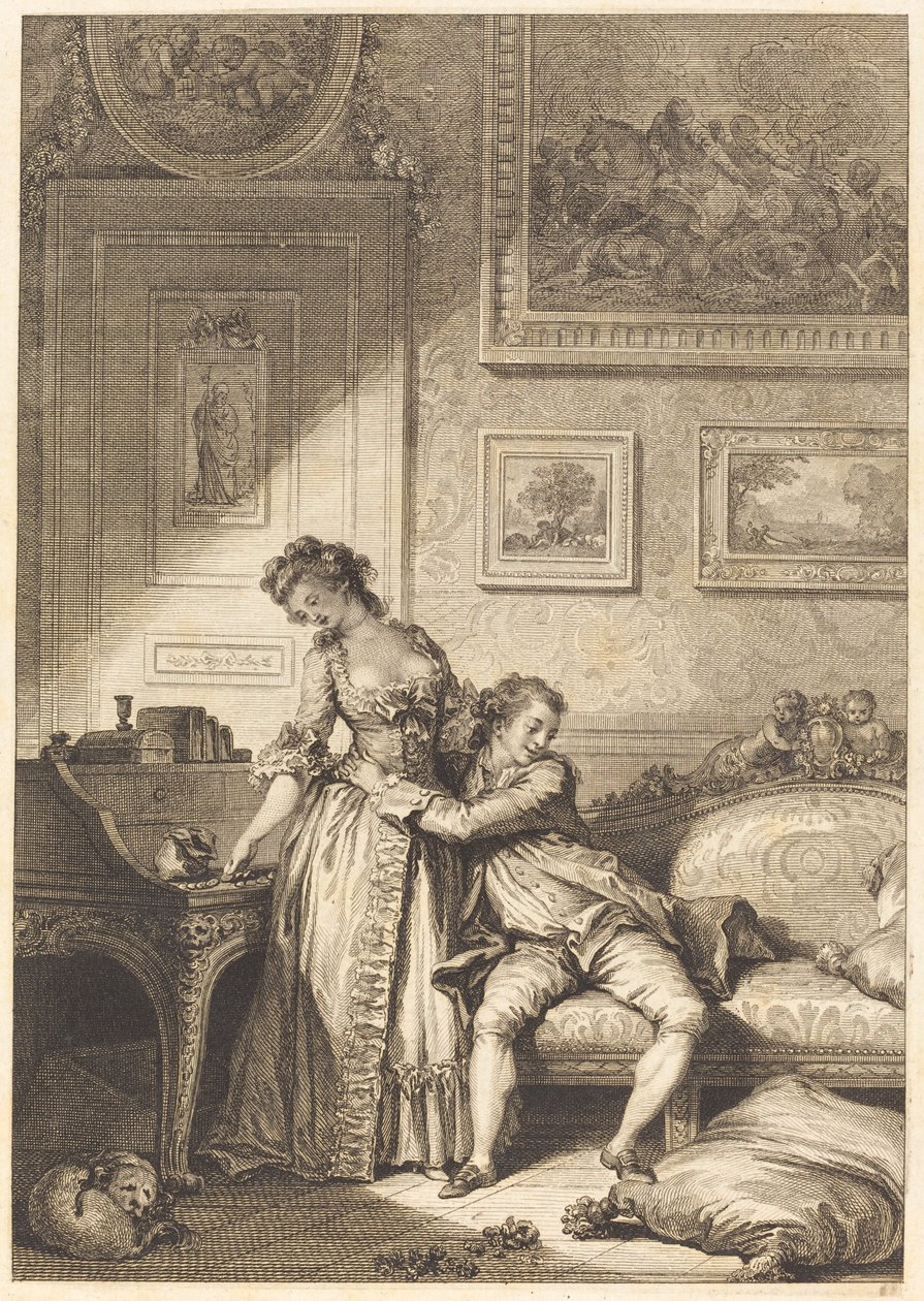 En elendig galant svindlerkvinde af Jacques Aliamet and Antoine Jean Duclos after Jean Honoré Fragonard