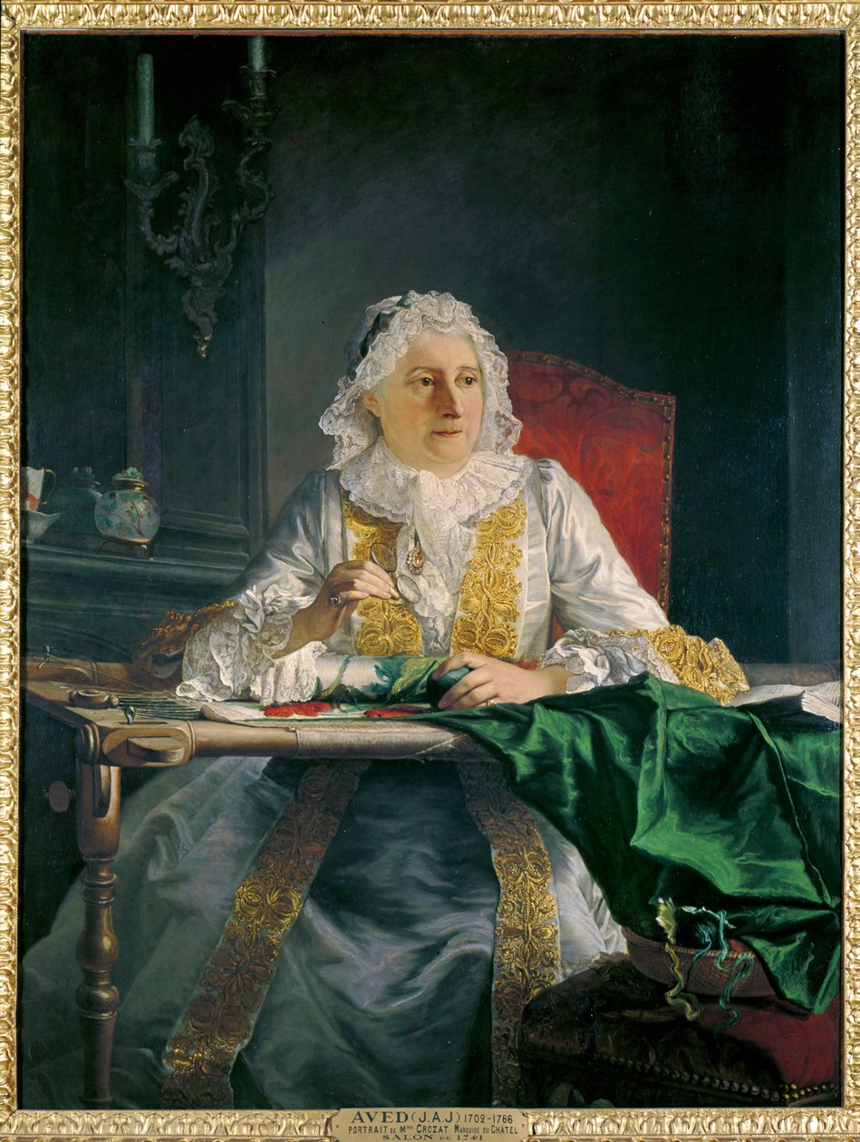 Portræt af Madame Antoine Crozat ... (maleri på lærred) af Jacques Andre Joseph Camelot Aved