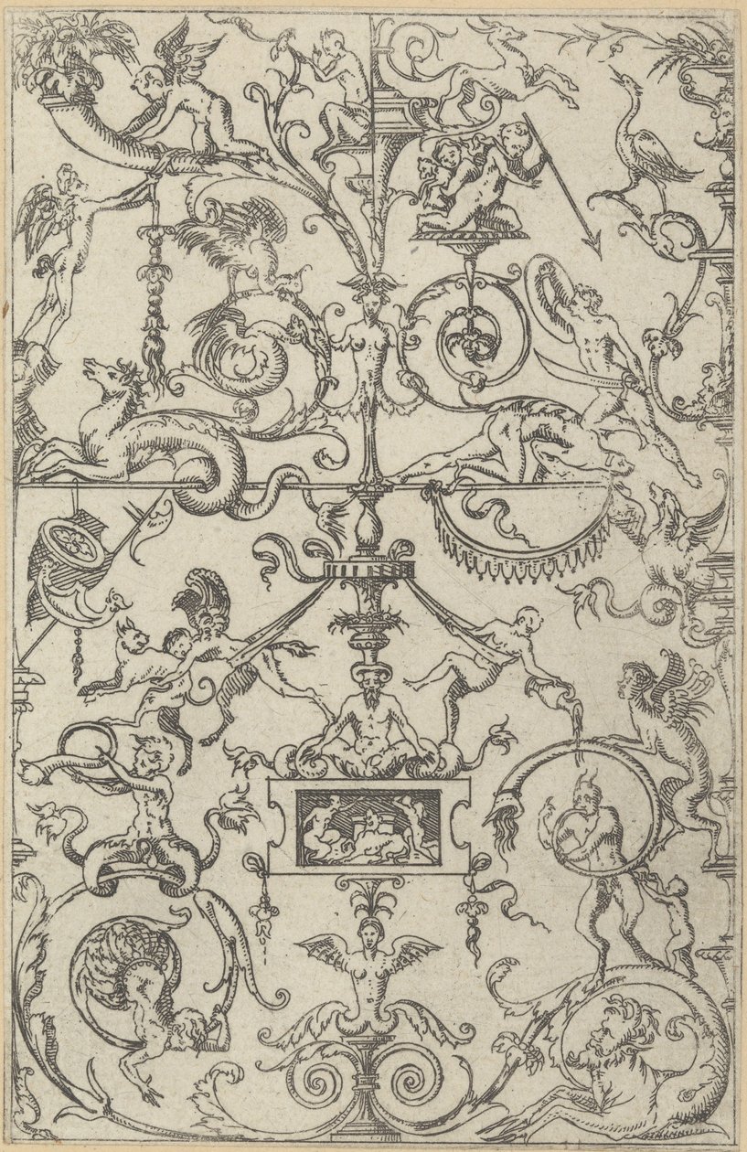 Grotesk panel, 1550. af Jacques Androuet Du Cerceau