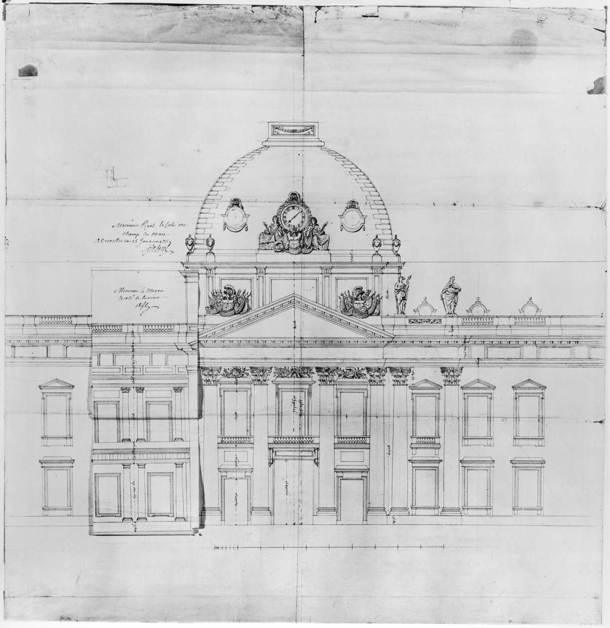 Design til Ecole Militaire i Paris, 1769 af Jacques Ange Gabriel