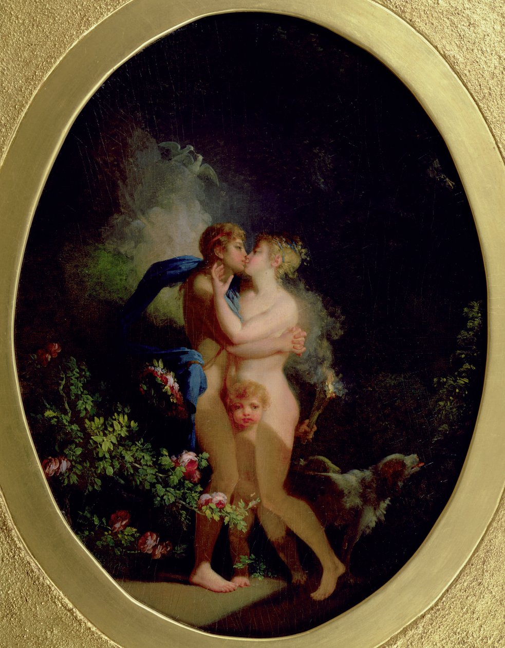 Venus og Adonis (olie) af Jacques Antoine (circle of) Vallin