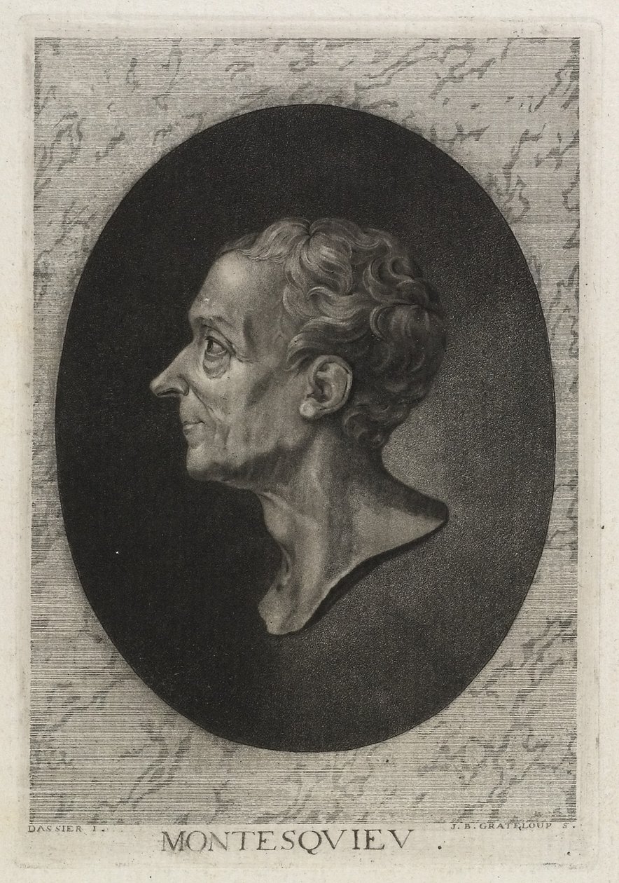 Montesquieu, graveret af Jean-Baptiste de Grateloup, 1768 (stipplets med mezzotint) af Jacques Antoine Dassier