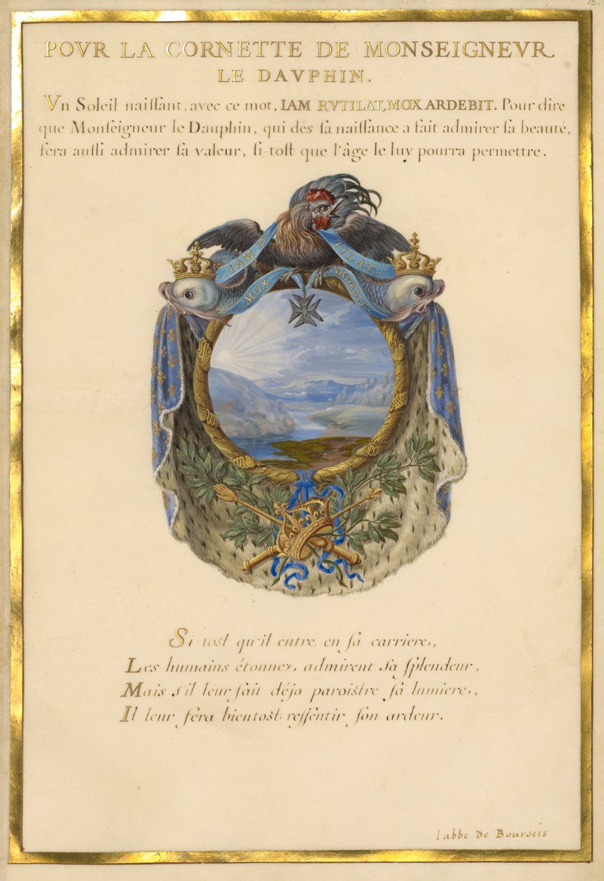 Escutcheon med et landskab af Jacques Bailly