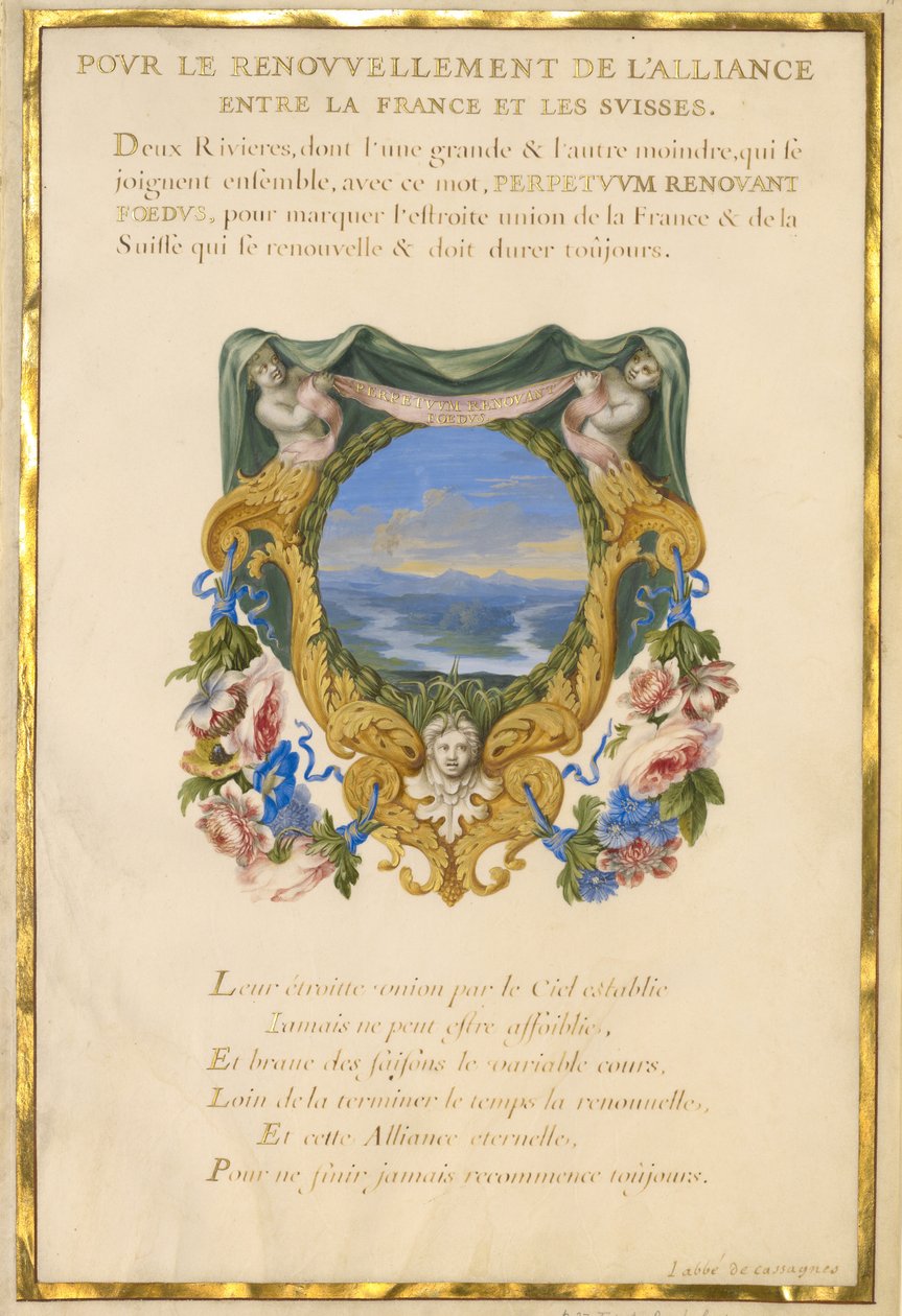 Escutcheon med et landskab af Jacques Bailly