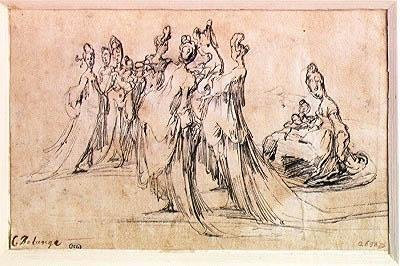 Gruppe af kvinder (pen og blæk på papir) af Jacques Bellange