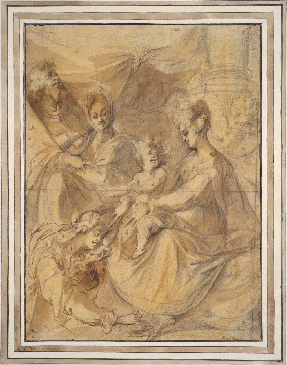 Hellig familie med de hellige Anne og Maria Magdalena af Jacques Bellange